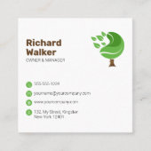 プロフェッショナルグリーンブラウンツリーサービスLAWNCAREモウ スクエア名刺 (正面)