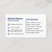 プロフェッショナルグリーンブルー圧洗浄サービス 名刺 (裏面)