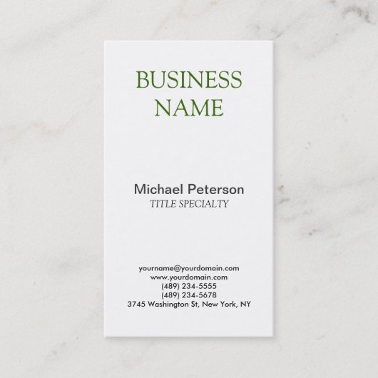 プロフェッショナルグリーンホワイト垂直名刺 名刺 (正面)