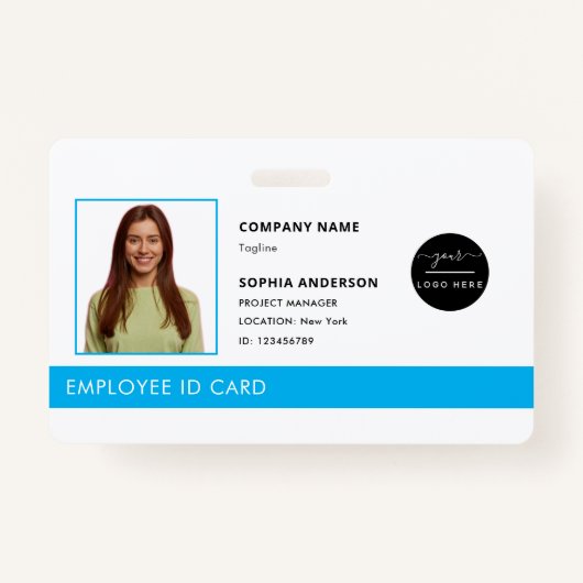 プロフェッショナルグリーン会社ロゴ従業員の写真ID バッジ (正面)