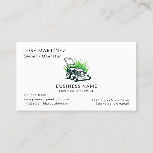 プロフェッショナルグリーン気にローンとサービス 名刺 (正面)