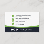 プロフェッショナルグリーン追加ロゴQRコードフォト 名刺 (裏面)