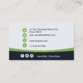 プロフェッショナルグリーン追加ロゴQRコードフォト 名刺 (裏面)