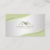 プロフェッショナルグリーン&グレー実在エステートエージェントフォト 名刺 (正面)