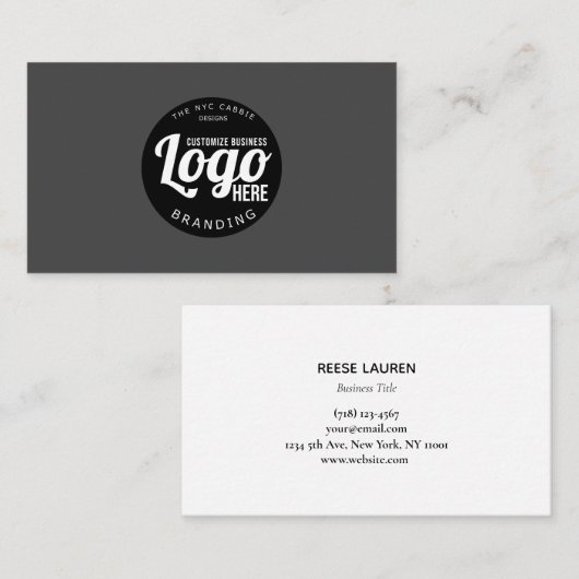 プロフェッショナルグレイのロゴ付き名刺 名刺 (正面/裏面)