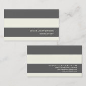 プロフェッショナルグレイアイボリーストライプトレンディースタイル 名刺 (正面/裏面)