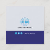 プロフェッショナルグレイ青あなたの写真を追加QRコードスクア スクエア名刺 (裏面)