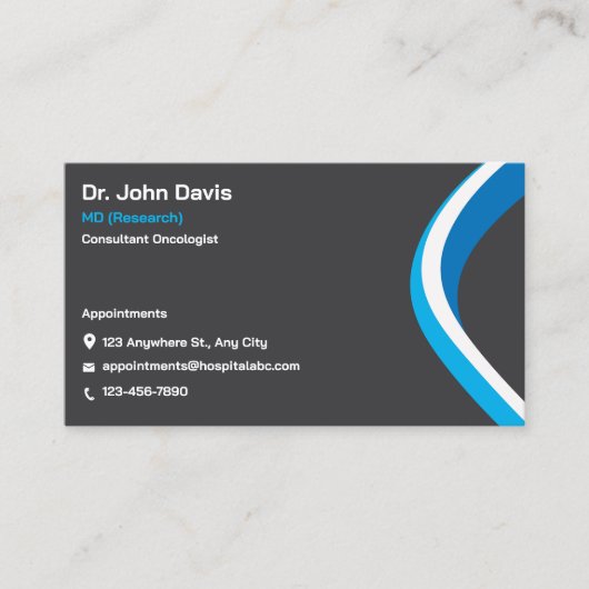 プロフェッショナルグレーとブルーのミニマモダンリスト 名刺 (正面)