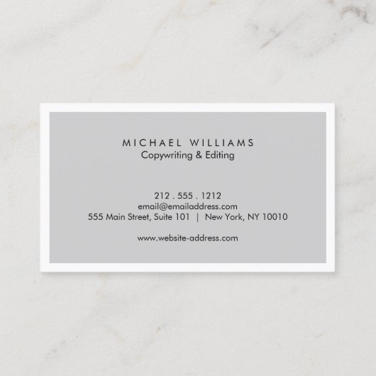 プロフェッショナルグレーとホワイト名刺 名刺 (裏面)