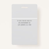 プロフェッショナルグレーのミニマル病院従業員 バッジ (裏面)