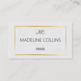 プロフェッショナルグレーのリネン金ゴールドフレームのパーソナライズ 名刺