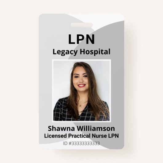 プロフェッショナルグレーの従業員IDバッジ(バーコード) バッジ (正面)