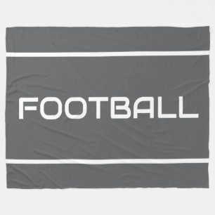 プロフェッショナルグレーの背景に白いテキストストライプのFOOTBALL フリースブランケット