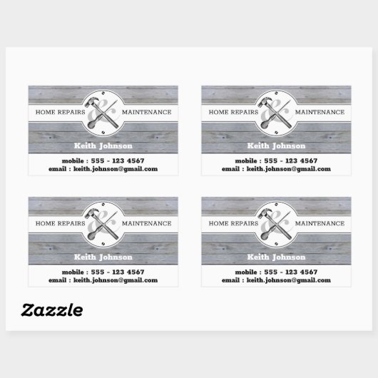 プロフェッショナルグレーウッドグレインハンドマン建築 長方形シール (シート)