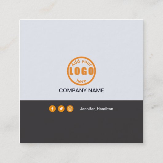 プロフェッショナルグレーオレンジ写真の追加QRコード スクエア名刺 (裏面)