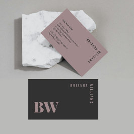 プロフェッショナルグレーオールドピンクモノグラムモダンミニマル 名刺