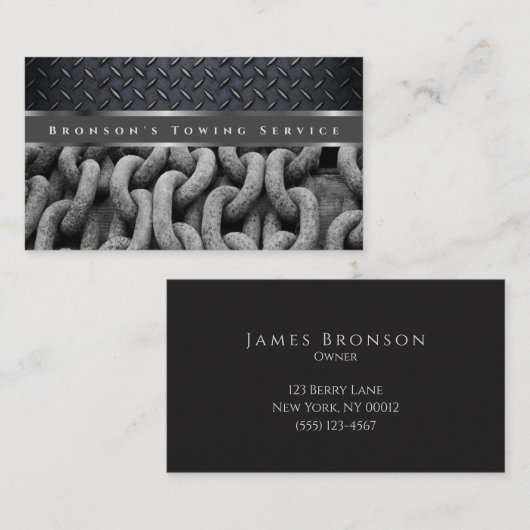 プロフェッショナルグレースチール自動牽引サービス 名刺 (正面/裏面)
