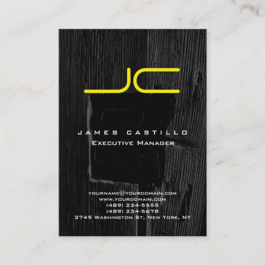 プロフェッショナルグレーブラックウッドイエローモノグラム 名刺 (正面)