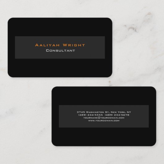 プロフェッショナルグレーブラックスタイリッシュミニマモダンリスト 名刺 (正面/裏面)