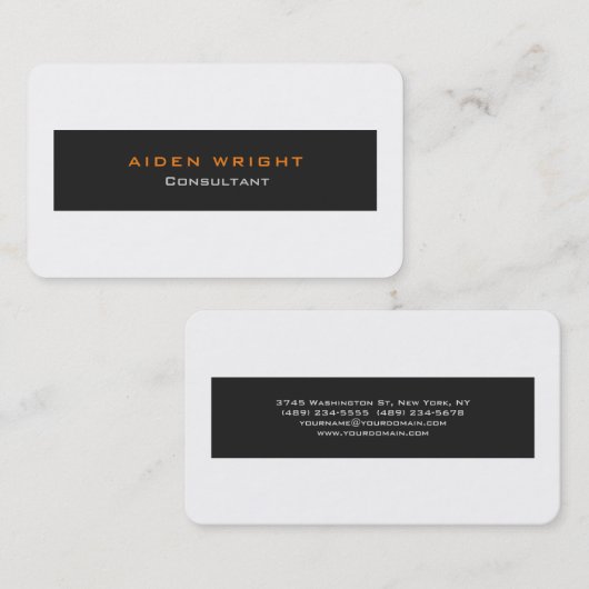 プロフェッショナルグレーホワイトミニマスタイリッシュリスモダント 名刺 (正面/裏面)