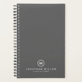 プロフェッショナルグレーモノグラムイニシャル名&タイトル プランナー手帳 (正面)