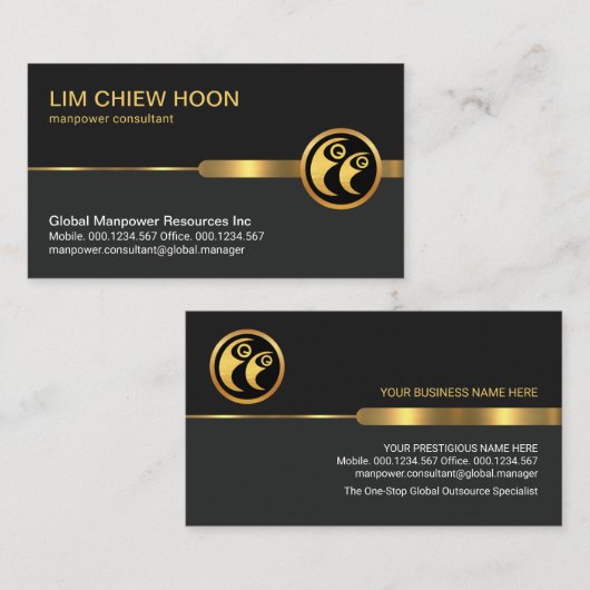 プロフェッショナルグレーレイヤ金ゴールドマンパワー 名刺 (正面/裏面)