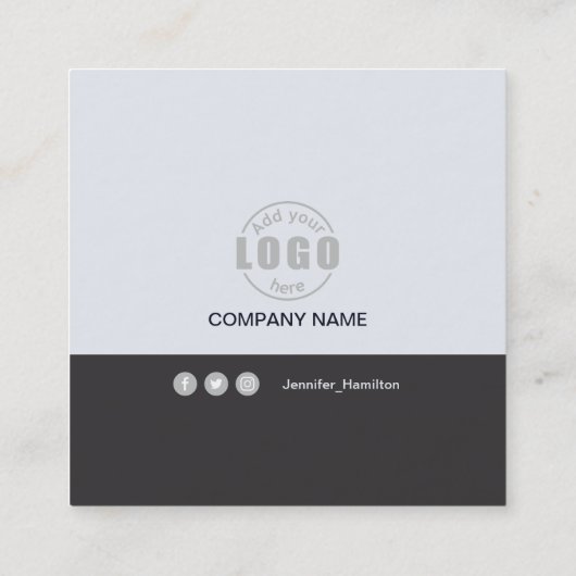 プロフェッショナルグレー写真QRコードの追加 スクエア名刺 (裏面)