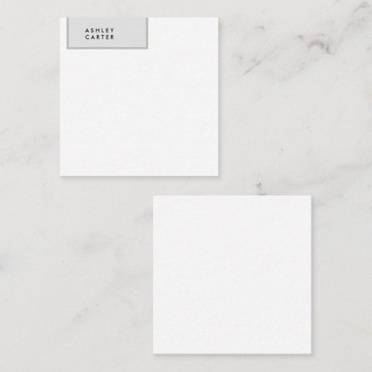プロフェッショナルグレー白プレーンのミニマリスト名 ノートカード (正面/裏面)