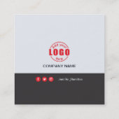 プロフェッショナルグレー赤あなたの写真を追加QRコードスクウェア スクエア名刺 (裏面)