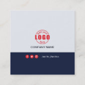 プロフェッショナルグレー赤あなたの写真を追加QRコードスクウェア スクエア名刺 (裏面)