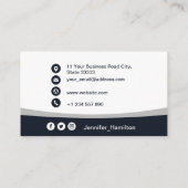 プロフェッショナルグレー追加ロゴQRコードフォト 名刺 (裏面)