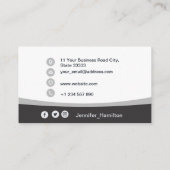 プロフェッショナルグレー追加ロゴQRコードフォト 名刺 (裏面)