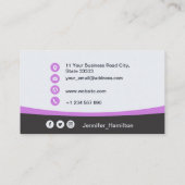 プロフェッショナルグレー追加ロゴQRコードフォト 名刺 (裏面)