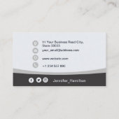 プロフェッショナルグレー追加ロゴQRコードフォト 名刺 (裏面)