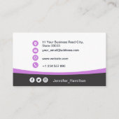 プロフェッショナルグレー追加ロゴQRコードフォト 名刺 (裏面)