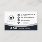 プロフェッショナルグレー追加ロゴQRコードフォト 名刺 (裏面)