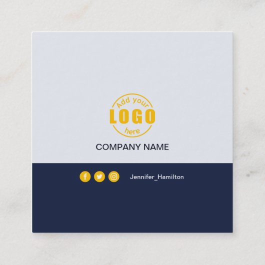 プロフェッショナルグレー黄色の写真を追加QRコードSq スクエア名刺 (裏面)