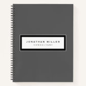 プロフェッショナルグレー（枠付き名前とタイトル） ノートブック (正面)