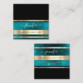 プロフェッショナルコンサルティングヘアドレッサー金ゴールドブラック スクエア名刺 (正面/裏面)