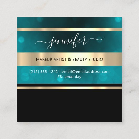 プロフェッショナルコンサルティングヘアドレッサー金ゴールドブラック スクエア名刺 (裏面)