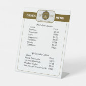 プロフェッショナルコーヒーショップパーソナライズされたドリンク一覧 台座サイン (正面)