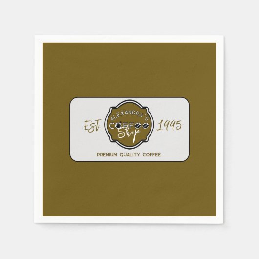 プロフェッショナルコーヒーショップロパーソナライズされたゴ スタンダードカクテルナプキン (正面)