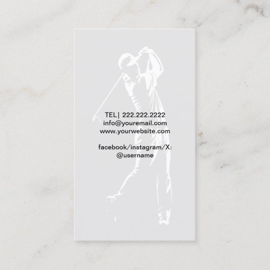 プロフェッショナルゴルフインストラクターモダン金ゴールド縁ど 名刺 (裏面)