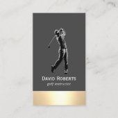 プロフェッショナルゴルフインストラクターモダン金ゴールド縁ど 名刺 (正面)