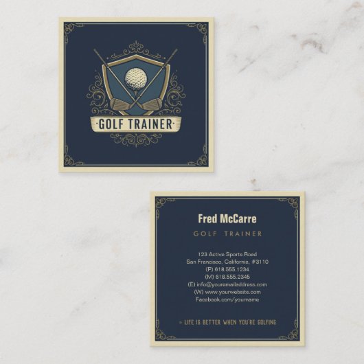 プロフェッショナルゴルフトレーナーレッスン スクエア名刺 (正面/裏面)