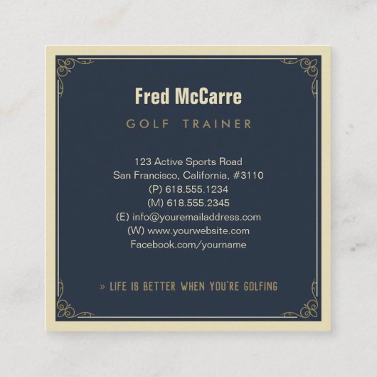 プロフェッショナルゴルフトレーナーレッスン スクエア名刺 (裏面)