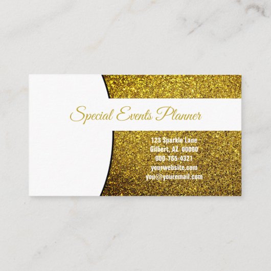 プロフェッショナルゴールデンイエローグリッターカスタム写真 名刺 (裏面)