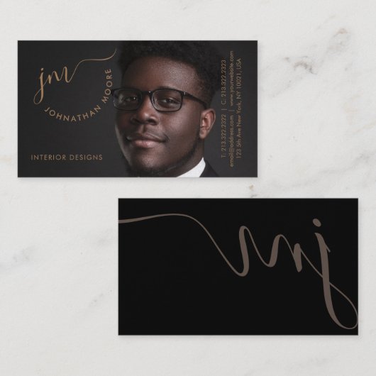 プロフェッショナルゴールデンシグネチャーモノグラム写真 名刺 (正面/裏面)