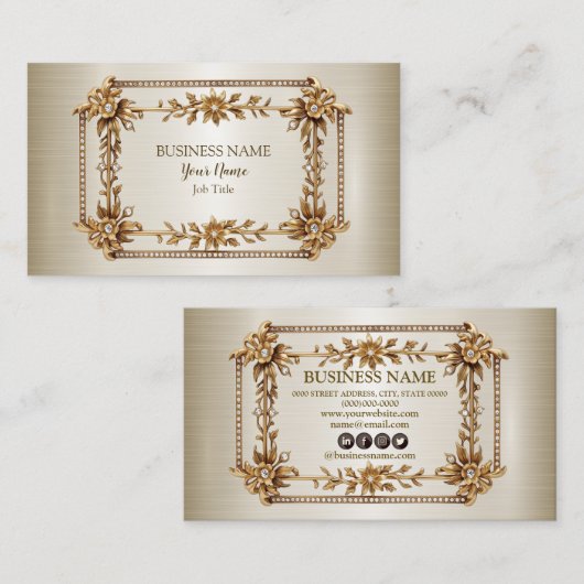 プロフェッショナルゴールデン華美長方形ディモンドフローラ 名刺 (正面/裏面)
