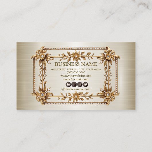 プロフェッショナルゴールデン華美長方形ディモンドフローラ 名刺 (裏面)